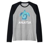 Malaysia Tribal Turtle Malaysian Scuba Diving Souvenir Raglan Baseball Tee