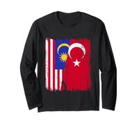 Malaysia Turkey Half Flag Turkiye Malaysian Turkish Heritage Long Sleeve T-Shirt