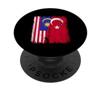Malaysia Turkey Half Flag Turkiye Malaysian Turkish Heritage PopSockets Adhesive PopGrip