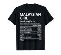 Malaysian Girl Nutrition Facts Funny Womens Malaysia T-Shirt