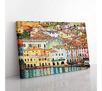 Malcena At The Gardasee By Gustav Klimt Classic Painting Canvas Wall Art Print Ready to Hang, Framed Picture for Living Room Bedroom Home Office Décor, 60x40 cm (24x16 Inch)