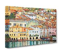 Malcena At The Gardasee By Gustav Klimt Classic Painting Canvas Wall Art Print Ready to Hang, Framed Picture for Living Room Bedroom Home Office Décor, 30x20 Inch (76x50 cm)