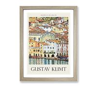 Malcena At The Gardasee By Gustav Klimt Classic Painting Framed Wall Art Print, Ready to Hang Picture for Living Room Bedroom Home Office Décor, Oak A4 (34 x 25 cm)