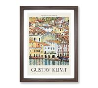 Malcena At The Gardasee By Gustav Klimt Classic Painting Framed Wall Art Print, Ready to Hang Picture for Living Room Bedroom Home Office Décor, Walnut A4 (34 x 25 cm)