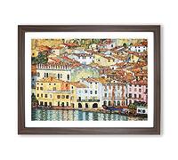 Malcena At The Gardasee By Gustav Klimt Classic Painting Framed Wall Art Print, Ready to Hang Picture for Living Room Bedroom Home Office Décor, Walnut A4 (34 x 25 cm)