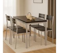 Malcolm Dining Set Modern Table With Laminated Top 4 Chairs Mdf Seats Sturdy Powder Coated Steel Frames Wenge