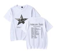 Malcolm Todd Merch The Wholesome Star Tour T-Shirt Short Sleeve Fan Merch Men Women Clothing for Summer (White,S)