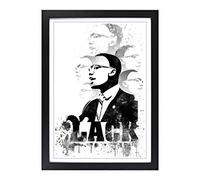 Malcolm X Black Power (1) V3 Framed Print | A2 Black Framed Wall Art | Ready to Hang | Modern Nature Picture | Living Room Bedroom Lounge Office