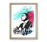 Malcolm X Black Power No.1 V2 Modern Framed Print | A3 Oak Framed Wall Art | Ready to Hang | Modern Nature Picture | Living Room Bedroom Lounge Office