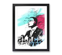 Malcolm X Black Power No.1 V2 Modern Framed Print | A4 Black Framed Wall Art | Ready to Hang | Modern Nature Picture | Living Room Bedroom Lounge Office