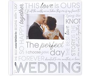 Malden International Designs 4x6 Horizontal 2 Up Wedding Photo Album White Book Bound Memo Writing Areas Hard Cover 3.5 x 5 Front Cover Photo Pocket