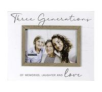 Malden International Designs 4x6 Three Generations Script Sentiments Picture Frame Three Generations Of Memories Laughter And Love White MDF Wood Frame Raised Brown Inner Wood Moulding