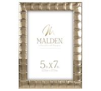 Malden International Designs 5x7 Bamboo Picture Frame with Gold Finish