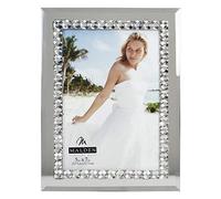 Malden International Designs Brilliance Jewel Mirror Picture Frame, 5x7, Mirrored, Silver Metal