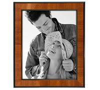 Malden International Designs Burl Wood Walnut Wooden Picture Frame with Black Border, 8x10, Walnut