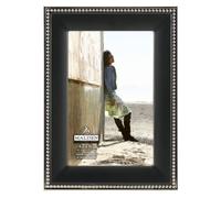 Malden International Designs Classic Black Metal With Silver Beads 2-Tone Picture Frame, 4x6, Black