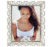 Malden International Designs Enchanted Hearts Pierced Silver with Jewels Picture Frame, 8x10, Silver