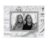 Malden International Designs Mirrored Glass With Silver Metal Inner Border Sisters Picture Frame, 4x6, Clear