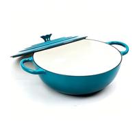 Maldira Enameled Cast Iron Dutch Oven with Lid, Non Stick Serving Pot for Perfect Roasting, Baking, Sauteing, and Bread (Peacock Blue, 10 inch)