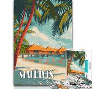 Maldives Beach Bliss Jigsaw Puzzles for Teenagers 1000 Piece,Educational Game Challenge Toy Wall Decoration Unique Birthday And Xmas Gifts 50x75cm