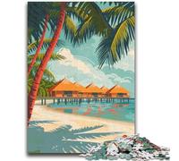 Maldives Beach Resort 1000 Piece Jigsaw Puzzles for Teenagers Gifts, Educational Stress Relief Toy for Is Ideal As A Gift for The Whole Family 1000pcs(26x38cm)