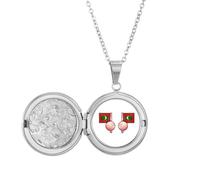 Maldives Flag Islands Locket Necklace Hold Picture Jewelry Birthday Gift