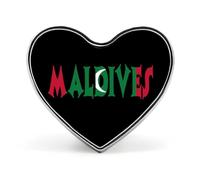 Maldives Flag Letters Unisex Novelty Brooches & Pins Heart Metal Lapel Badge for Clothing Shawl Hat