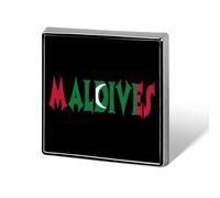 Maldives Flag Letters Unisex Novelty Brooches & Pins Square Metal Lapel Badge for Clothing Shawl Hat