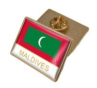Maldives Flag Pin Badge - Retro World National Geometry Shape Flag Enamel Lapel Pins Brooch,Souvenir Jewellery Gift Accessories For Men Women,Yellow,32 * 23Mm