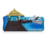 Maldives Fridge Magnet 3D Resin Travel Souvenir Beach Jetty Boat Island Resort Design Vacation Collectible 8.3 x 4.5 x 1.6cm