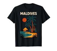 Maldives, Fun Tropical Beach, Palm Tree and Ocean Sunset T-Shirt