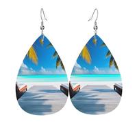 Maldives Holidays Elegant Dangling Teardrop Earrings for Women, Lightweight Leather Earrings, Versatile Everyday Design