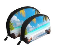 Maldives Holidays Portable Bags Clutch Pouch.2-Piece Makeup Bag Set, Large & Small Travel Cosmetic Pouches