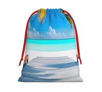 Maldives Holidays Print Holiday Drawstring Bag, Treat Pouch Wrap,Reusable Event Favor,Daily Storage Bag L