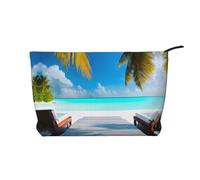 Maldives Holidays Printed Corduroy Cosmetic Bag, Large Capacity Waterproof Travel toiletries Storage Bag