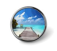 Maldives Holidays Round Badge Cute Enamel Lapel Pin Brooches Button Pin Personalized Clothing Decoration Unisex Badge Holder Hats Bags Shirts Decor