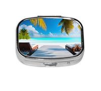 Maldives Holidays Square mini Pill Box, Travel Pill Box, can be Put into Wallet or Pocket to Store a Variety of Small Items