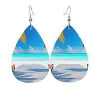 Maldives Holidays Teardrop Leather Earrings, Women'S Accessories, Versatile Earrings Suitable For Commuting And Travel.