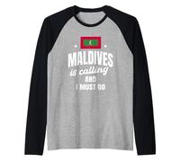 Maldives Is Calling Design Funny Maldive Island Saying Raglan Baseball Tee