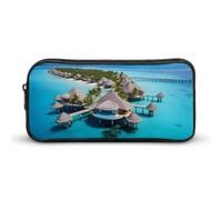 Maldives Islands Pencil Case Durable Pen Pouch Organizer Portable Stationery Pen Bag Makeup Bag