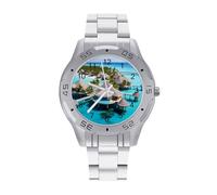 Maldives Islands Watches for Men Business Dress Watch Analog Quartz Wristwatch Stainless Steel Band