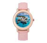 Maldives Islands Watches for Women PU Leather Strap Watch Analogue Quartz Wrist Watch