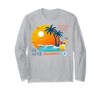 Maldives Palms Sunset Beach Island Seashells Souvenir Gift Long Sleeve T-Shirt