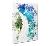 Maldives Paradise Beach Watercolour Canvas Print | Gallery Wrapped 30mm Frame Wall Art | 24x16 inches | Ready to Hang | Modern Seascape Picture | Living Room Bedroom Lounge Office