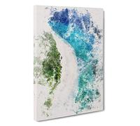 Maldives Paradise Beach Watercolour Canvas Print | Gallery Wrapped 30mm Frame Wall Art | 30x20 inches | Ready to Hang | Modern Seascape Picture | Living Room Bedroom Lounge Office