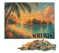 Maldives Paradise Huts Wooden Adult Jigsaw Puzzle 300 Pieces | Image-area sorting - a simple way to organise the image at your own pace.