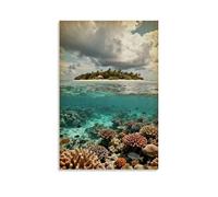 Maldives Paradise Island Beach Beauty Poster Canvas Wall Decor Art Painting Prints on Modern Artwork for Living Room,Bathroom,Bedroom,Home 24x36inch(60x90cm)