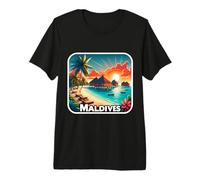 Maldives Sandy Beach Sunset Summer Vacation Visitor Souvenir Premium T-Shirt