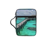 Maldives Scenery Bible Cover with Zipper, Bible Case Organizer with Handle, Water-Resistant Oxford Fabric Bible Bag for Women Men 27x20cm