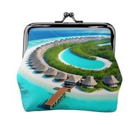 Maldives Scenery Coin Purse.Double Sided Coin Purse for Women, Small PU Leather Card Holder